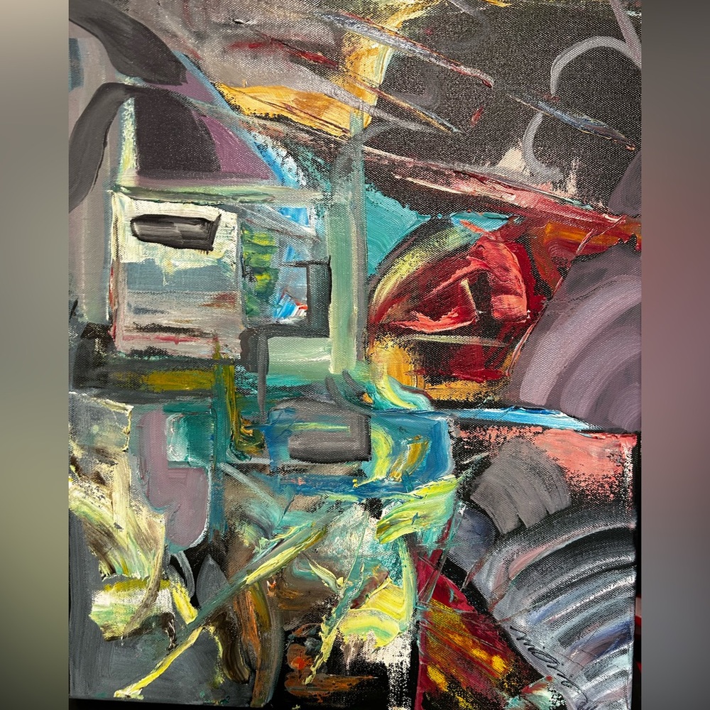 “Back Alley” original abstract acrylic painting signed and sealed OOAK 16x20”